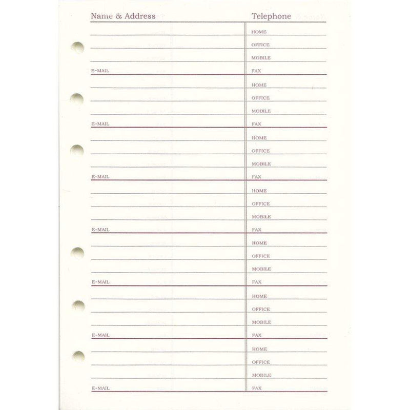 caspari 4" x 6" Address Book Tabless Paper Refill - 1 Each