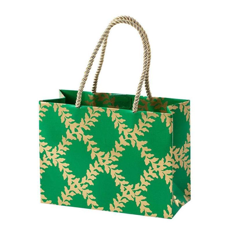 caspari Acanthus Trellis Small Gift Bag in Green - 1 Each