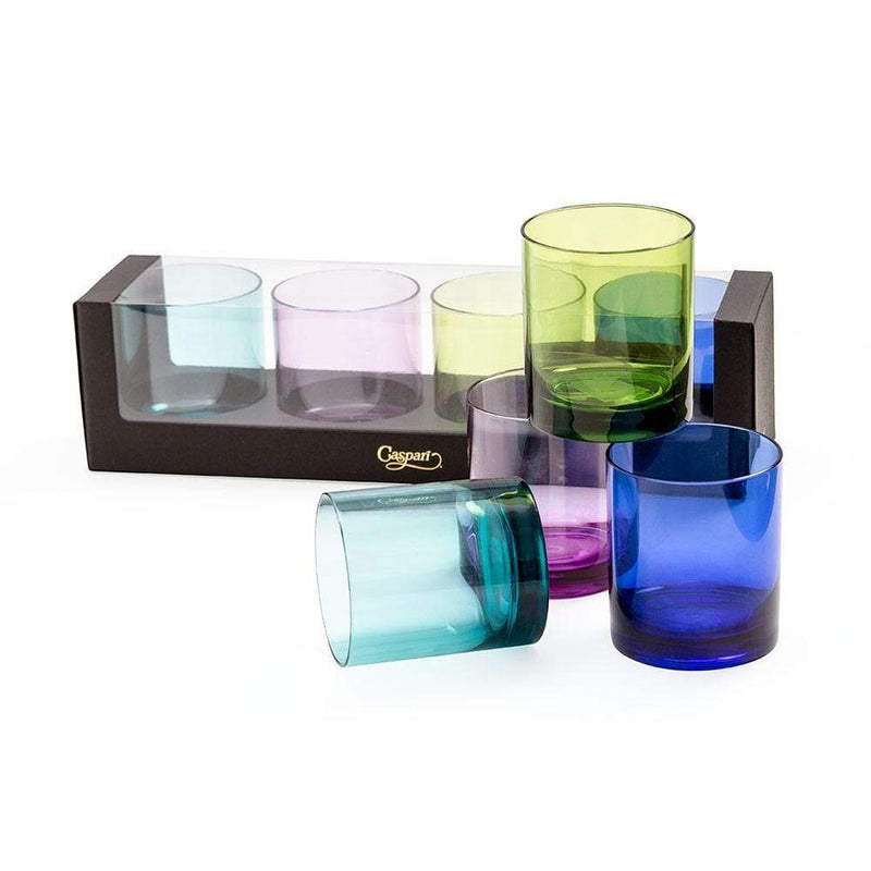 caspari Acrylic 14oz On the Rocks Highball Glass Gift Set in Jewel Tones - Set of 4