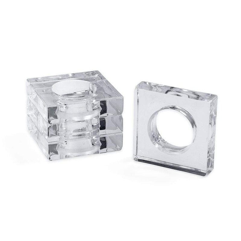 Caspari Acrylic Napkin Rings In Crystal Clear - Set Of 4 Napkin Rings