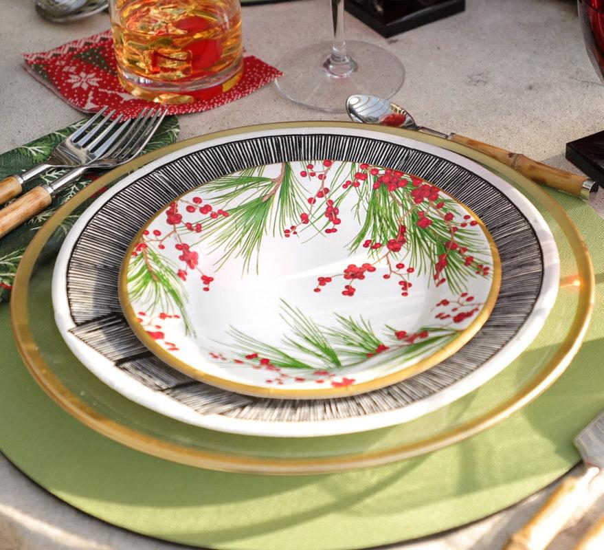 Caspari Acrylic Plate Charger In Clear With Gold Rim - 1 Each