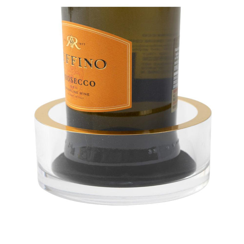 Caspari Acrylic Wine Bottle Coaster In Clear With Gold Rim - 1 Each