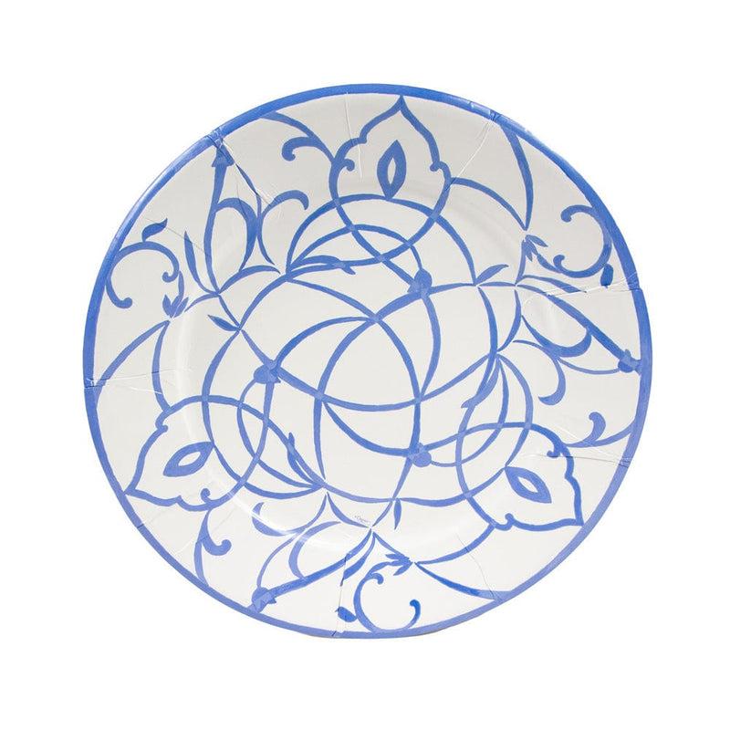 Caspari Algarve Ceramic Blue Dinner Plates - 8 Per Package