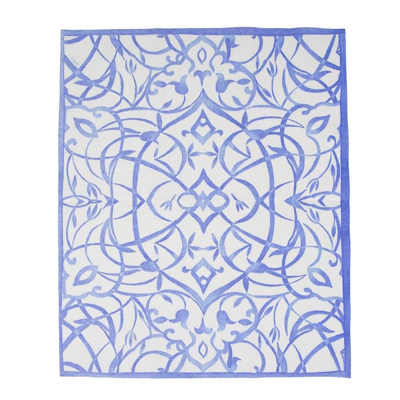 Caspari Algarve Ceramic Blue Paper Linen Guest Towel Napkins - 12 Per Package