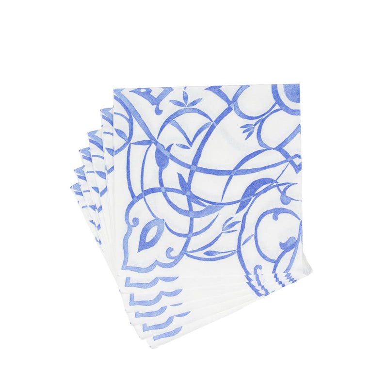 Caspari Algarve Ceramic Blue Paper Linen Luncheon Napkins - 15 Per Package