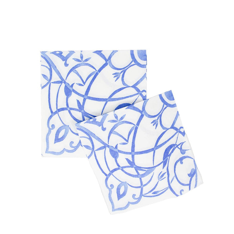 Caspari Algarve Ceramic Blue Paper Linen Luncheon Napkins - 15 Per Package