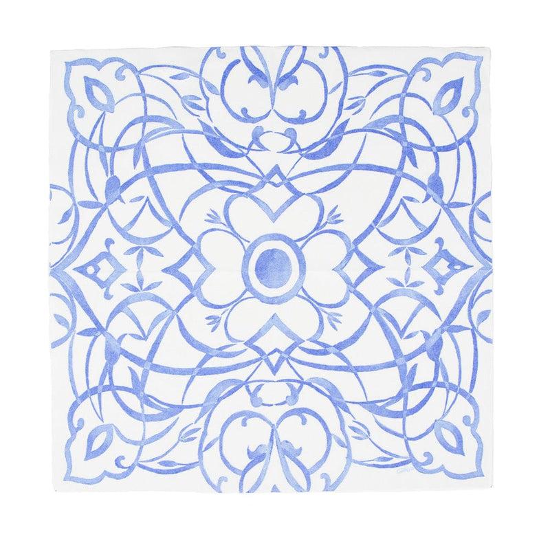 Caspari Algarve Ceramic Blue Paper Linen Luncheon Napkins - 15 Per Package