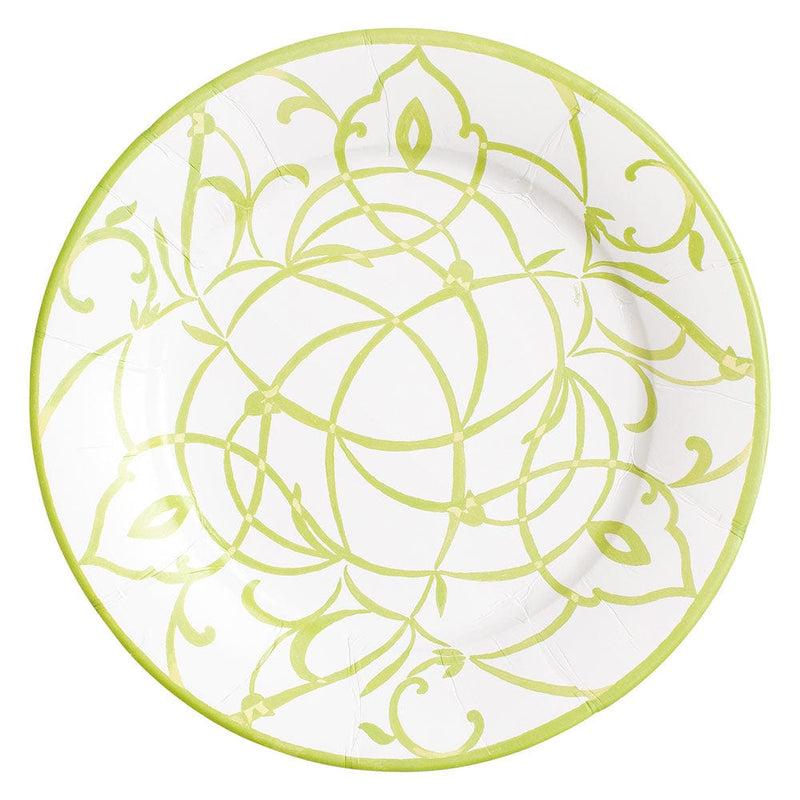 Caspari Algarve Dinner Plates In Moss - 8 Per Package