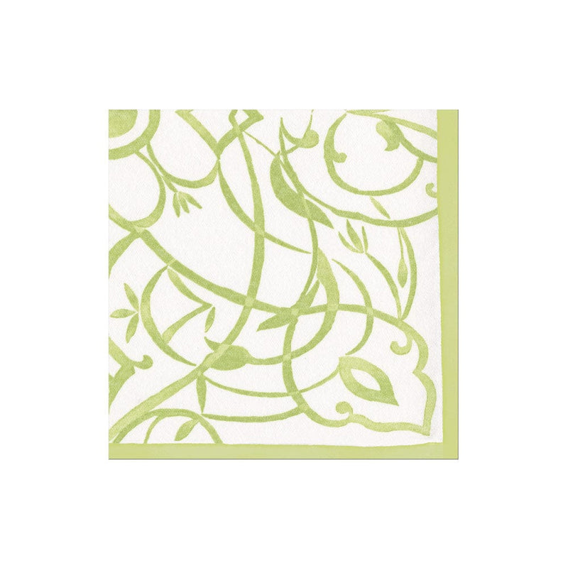 caspari Algarve Paper Linen Cocktail Napkins in Moss - 15 Per Package