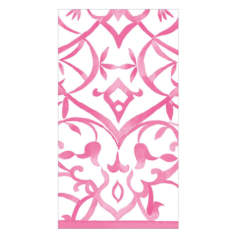 Caspari Algarve Paper Linen Guest Towel Napkins In Fuchsia - 12 Per Package