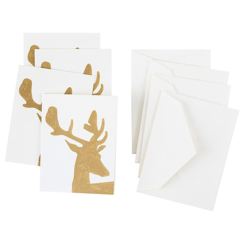 Caspari Alpine Stag Gift Enclosure Cards - 4 Mini Cards & 4 Envelopes