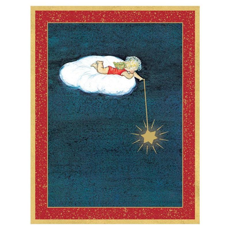 caspari Angel Lying on a Cloud with Star Large Boxed Christmas Cards - 15 Cards & 15 Envelopes