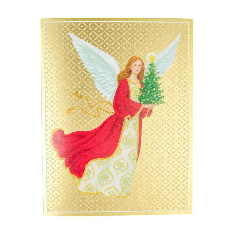 caspari Angel With Christmas Tree Personalized Christmas Cards