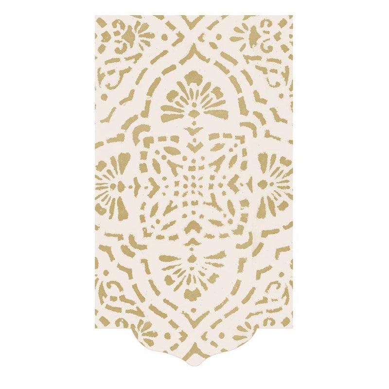 caspari Annika Die-Cut Paper Linen Guest Towel Napkins in Ivory & Gold - 12 Per Package
