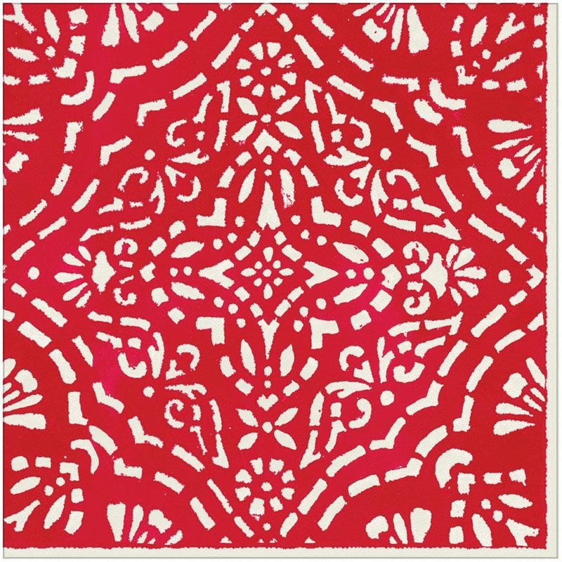 caspari Annika Paper Linen Dinner Napkins in Red - 12 Per Package