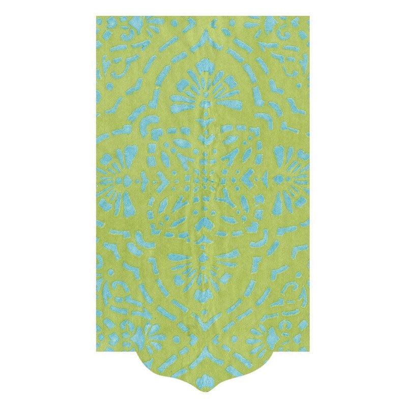 caspari Annika Paper Linen Guest Towel Napkins in Green - 12 Per Package