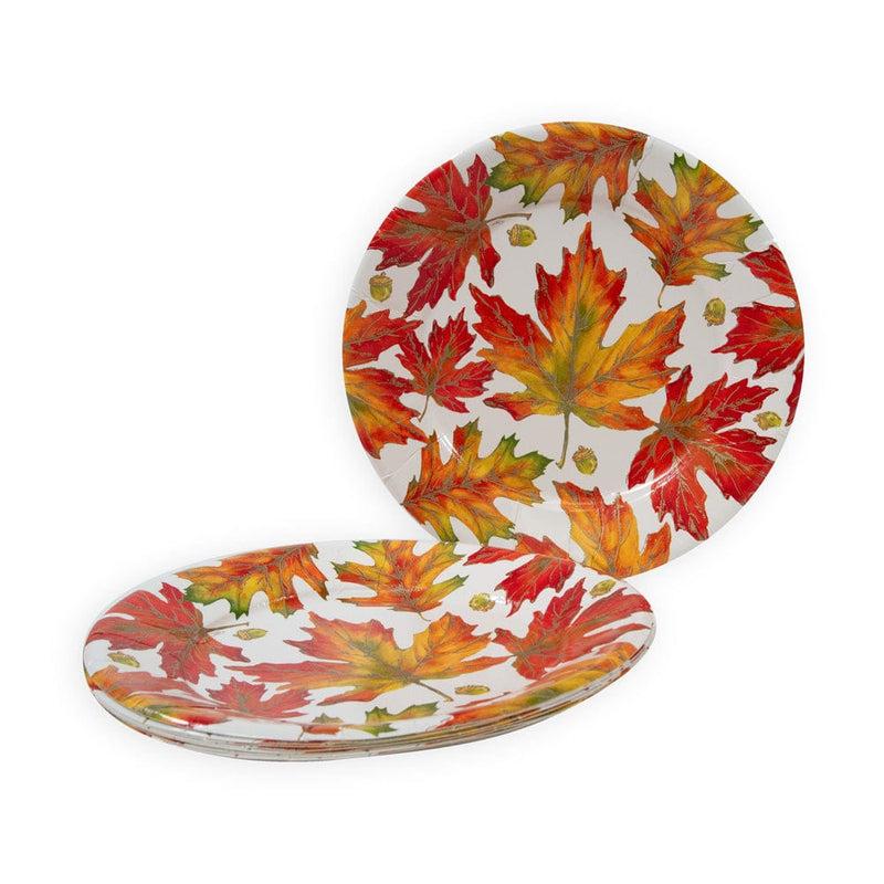Caspari Autumn Hues White Dinner Plates - 8 Per Package