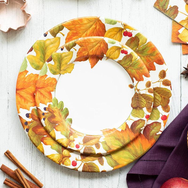Caspari Autumn Leaves II Paper Dinner Plates - 8 Per Package