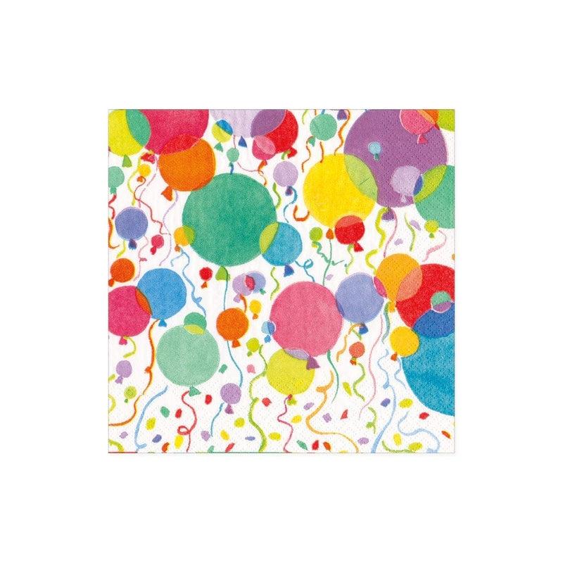 caspari Balloons and Confetti Paper Cocktail Napkins in White - 20 Per Package