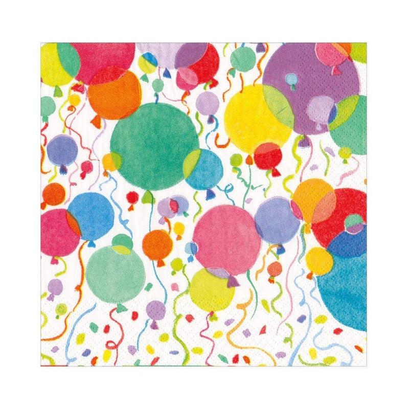 caspari Balloons and Confetti Paper Luncheon Napkins in White - 20 Per Package