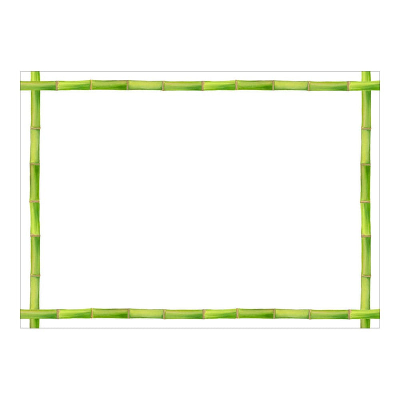 caspari Bamboo Border Green Correspondence Cards - 12 Per Package
