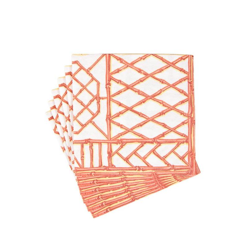 Caspari Bamboo Screen Coral Paper Linen Luncheon Napkins - 15 Per Package