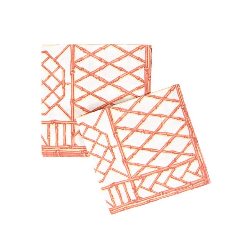 Caspari Bamboo Screen Coral Paper Linen Luncheon Napkins - 15 Per Package