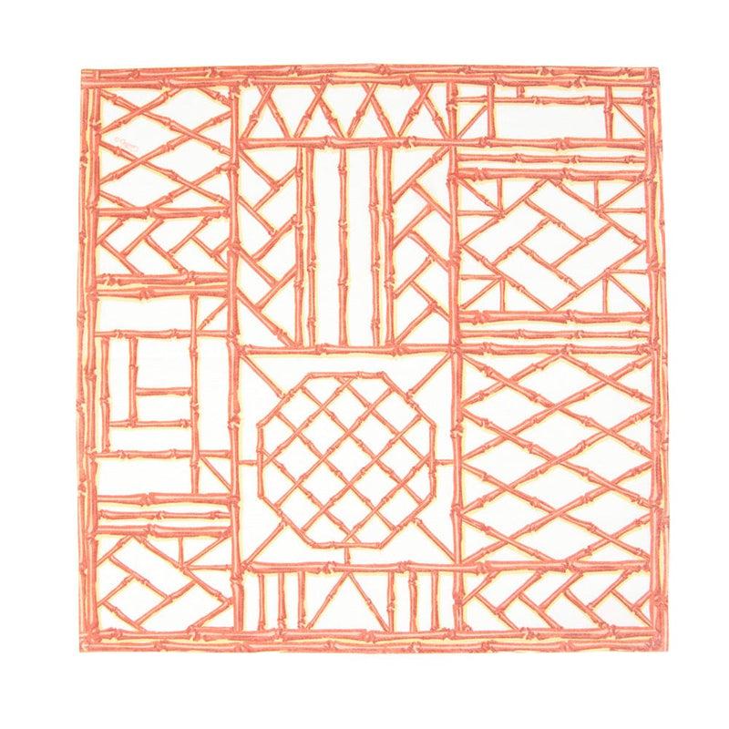 Caspari Bamboo Screen Coral Paper Linen Luncheon Napkins - 15 Per Package
