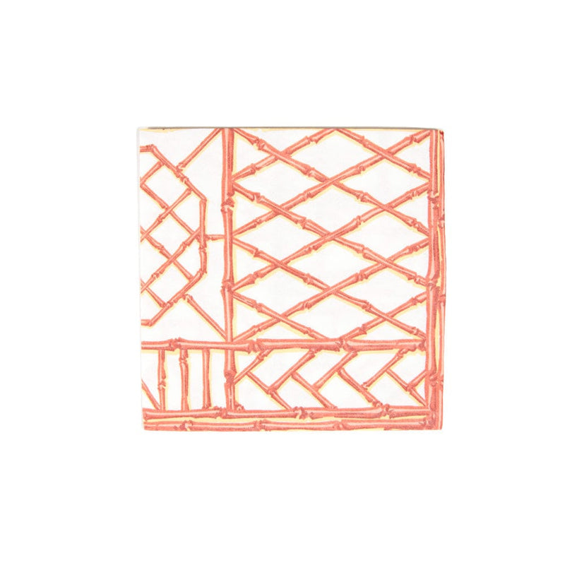 caspari Bamboo Screen Coral Paper Linen Luncheon Napkins - 15 Per Package