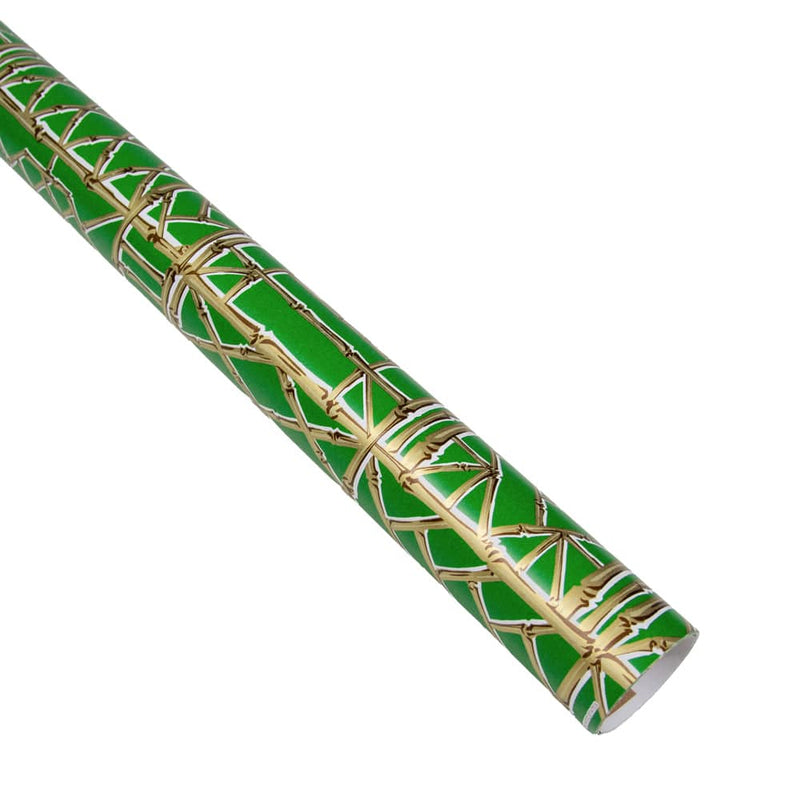Caspari Bamboo Screen Green & Gold Gift Wrap - One 30" X 8' Roll