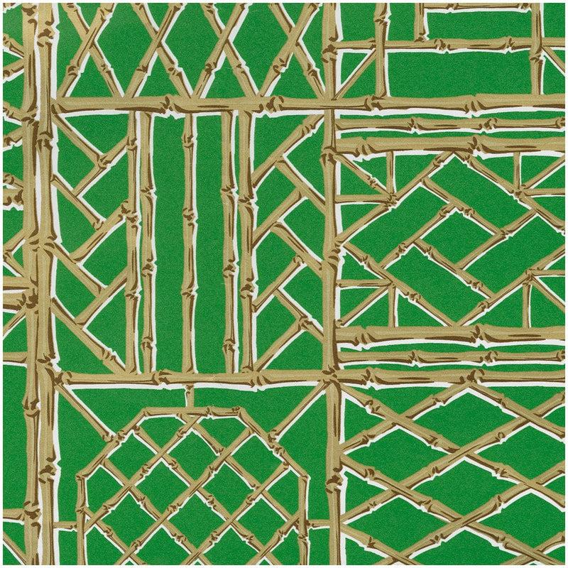Caspari Bamboo Screen Green & Gold Gift Wrap - One 30" X 8' Roll
