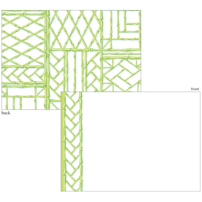 Caspari Bamboo Screen-Moss Green Correspondence Cards - 12 Card & Envelopes