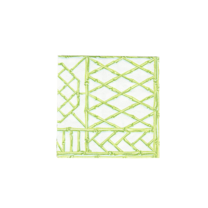 caspari Bamboo Screen Moss Green Paper Linen Cocktail Napkins - 15 Per Package