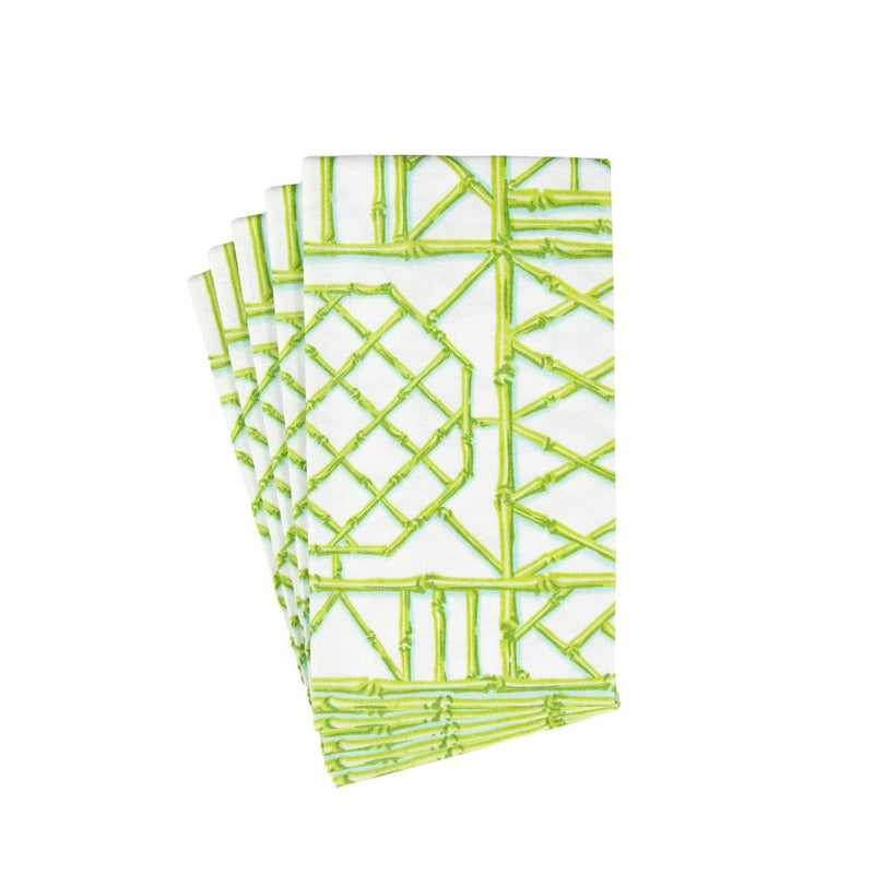 Caspari Bamboo Screen Moss Green Paper Linen Guest Towel Napkins - 12 Per Package