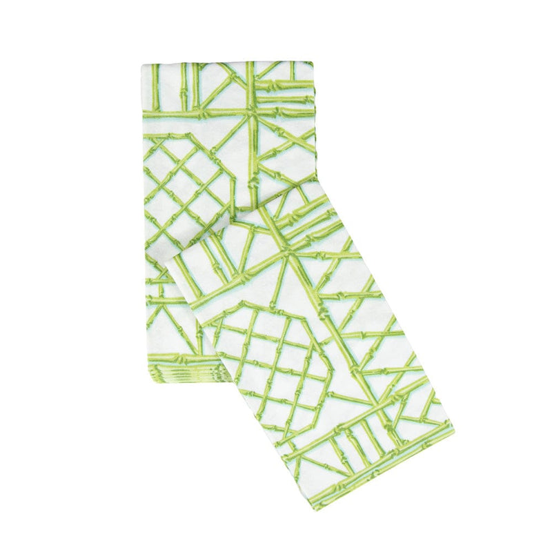 Caspari Bamboo Screen Moss Green Paper Linen Guest Towel Napkins - 12 Per Package