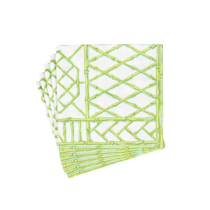 Caspari Bamboo Screen Moss Green Paper Linen Luncheon Napkins - 15 Per Package
