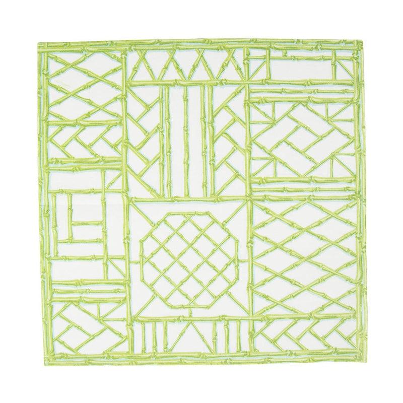 Caspari Bamboo Screen Moss Green Paper Linen Luncheon Napkins - 15 Per Package