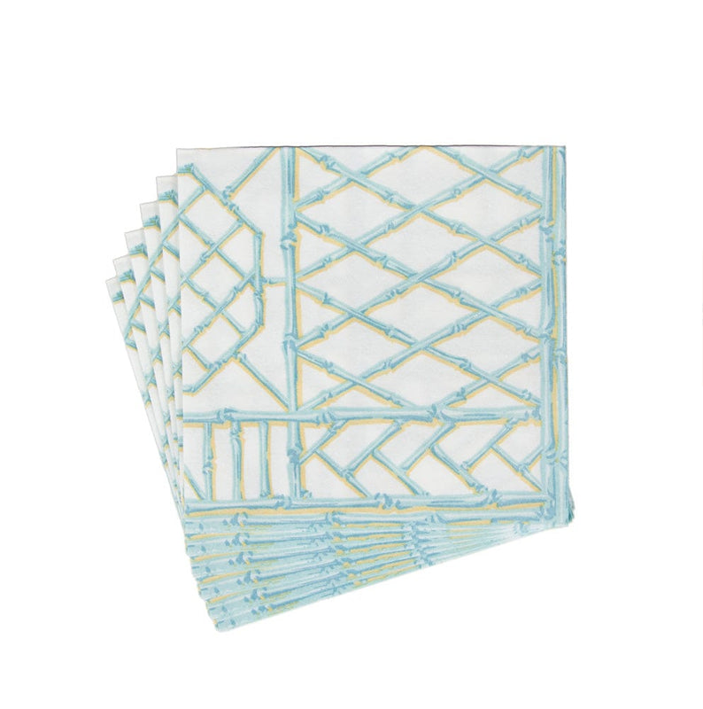 Caspari Bamboo Screen Robin's Egg Paper Linen Dinner Napkins - 12 Per Package