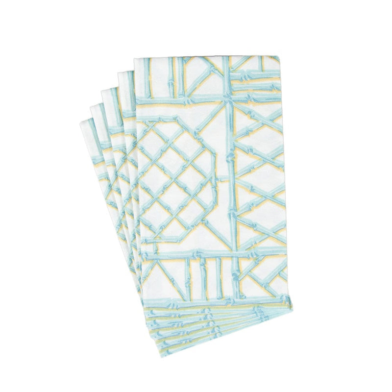 Caspari Bamboo Screen Robin's Egg Paper Linen Guest Towel Napkins - 12 Per Package