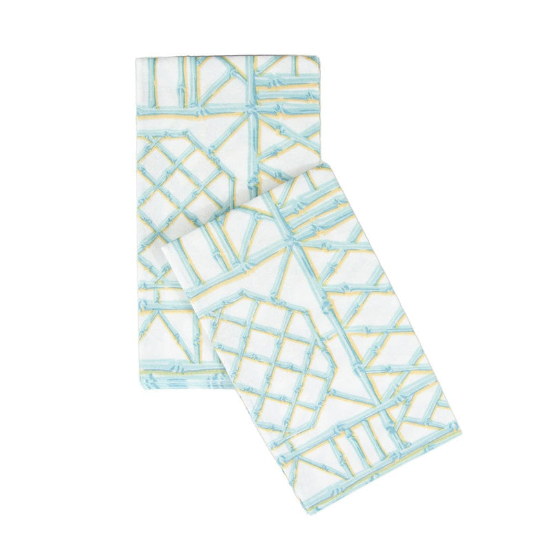 Caspari Bamboo Screen Robin's Egg Paper Linen Guest Towel Napkins - 12 Per Package
