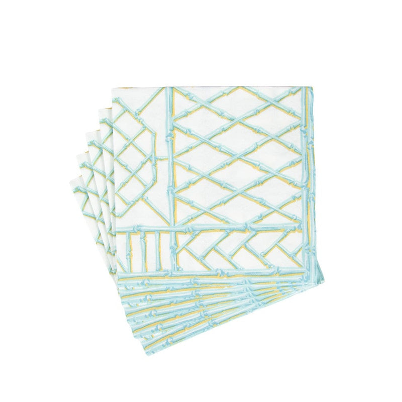 Caspari Bamboo Screen Robin's Egg Paper Linen Luncheon Napkins - 15 Per Package