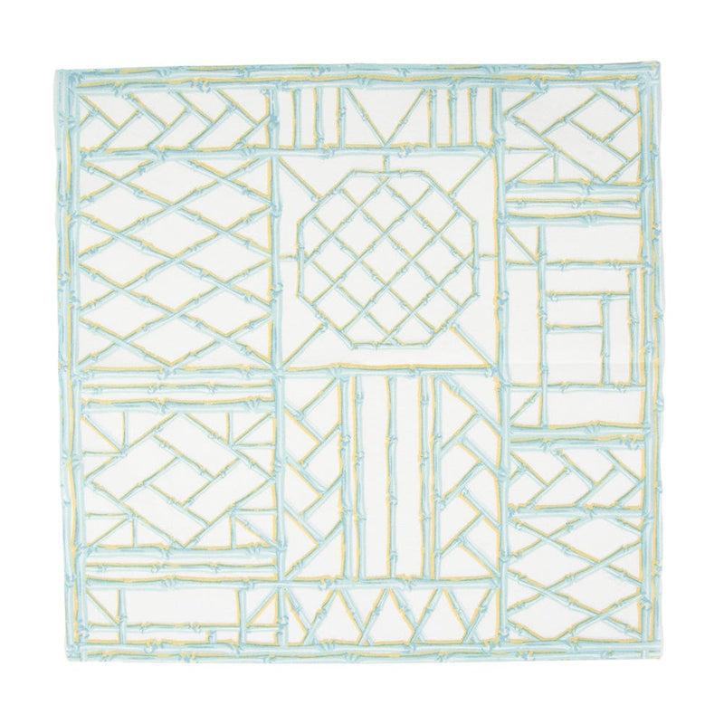 Caspari Bamboo Screen Robin's Egg Paper Linen Luncheon Napkins - 15 Per Package