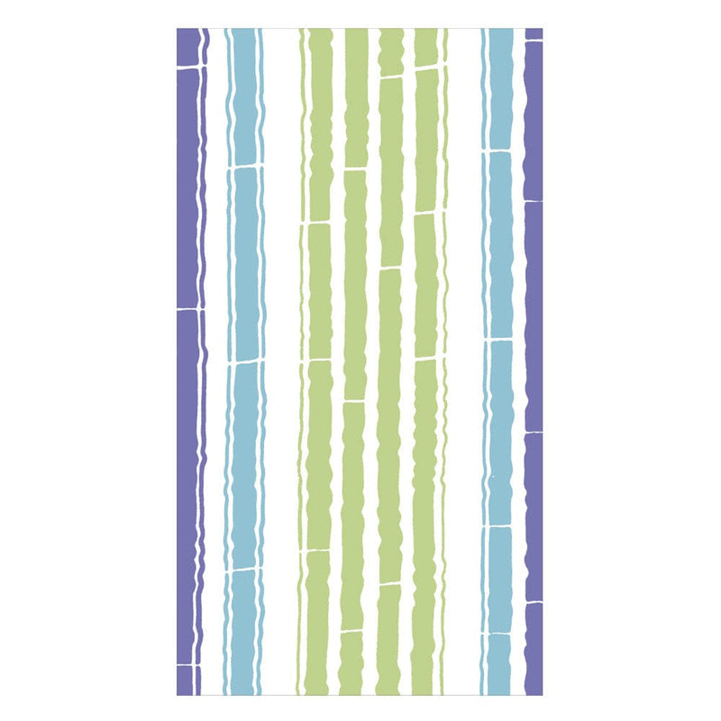 caspari Bamboo Stripe Guest Towel Napkins in Blue & Green - 15 Per Package