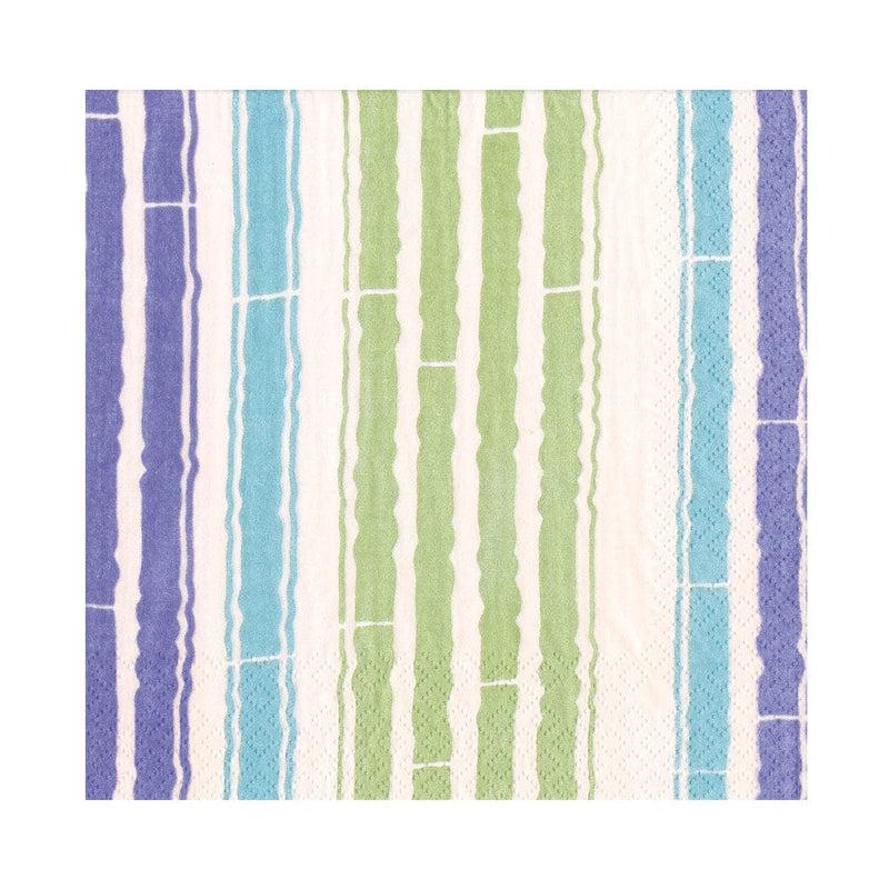 caspari Bamboo Stripe Luncheon Napkins in Blue & Green- 20 Per Package