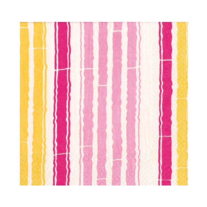 caspari Bamboo Stripe Luncheon Napkins in Fuchsia & Pink- 20 Per Package