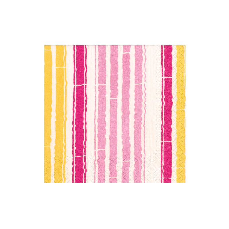 caspari Bamboo Stripe Paper Cocktail Napkins in Fuchsia & Pink - 20 per Package