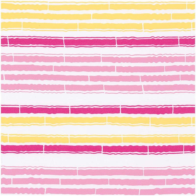 caspari Bamboo Stripe Pink And Yellow Gift Wrapping Paper - 30" x 8' Roll