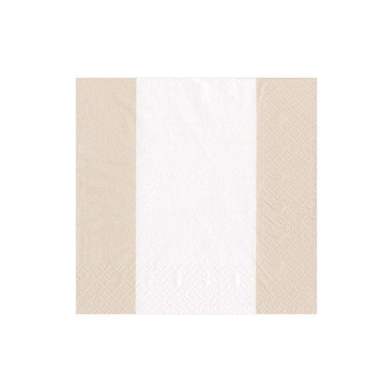 caspari Bandol Stripe Paper Cocktail Napkins in Natural - 20 Per Package