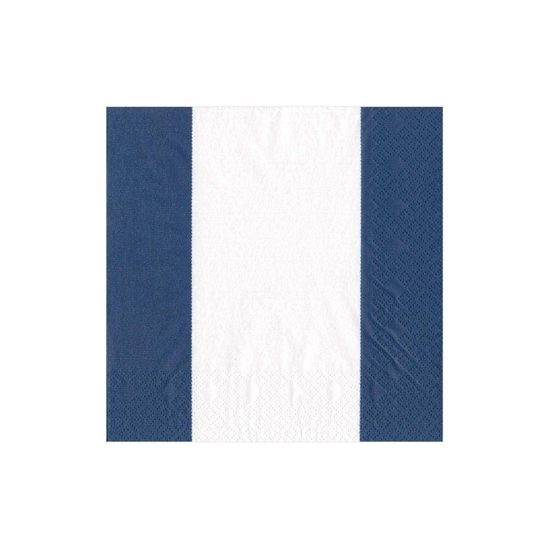 caspari Bandol Stripe Paper Cocktail Napkins in Navy - 20 Per Package