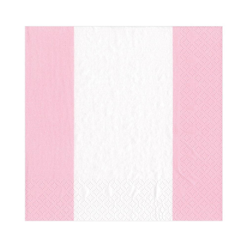Caspari Bandol Stripe Paper Luncheon Napkins In Petal Pink - 20 Per Package